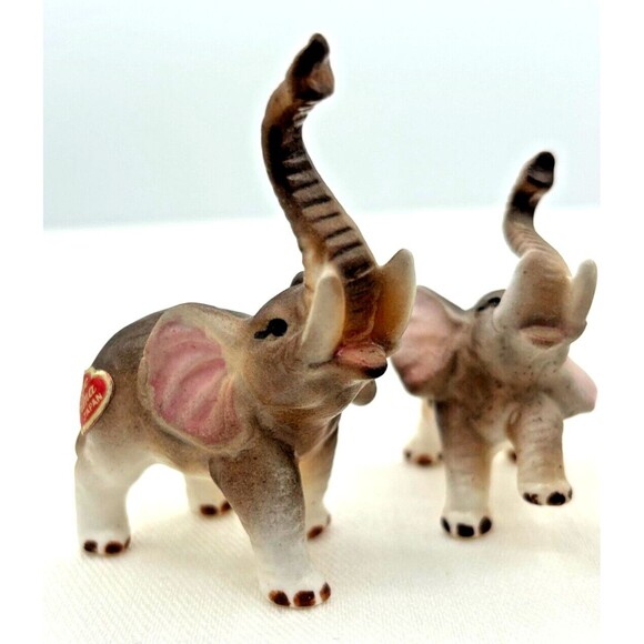 Vtg Elephant Family Trunks Up‎ Figurine Lot of 3 Bone China Ceramic Japan 1960s - Picture 2 of 16